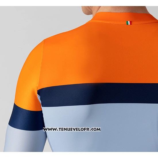 2019 Maillot Ciclismo La Passione Orange Bleu Manches Courtes et Cuissard
